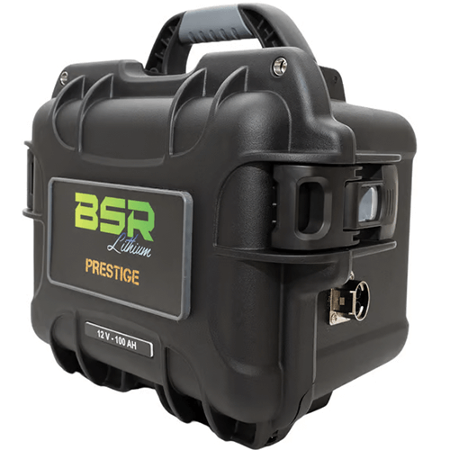 Caractéristiques et connectiques de la valise lithium BSR Prestige 12V 100A